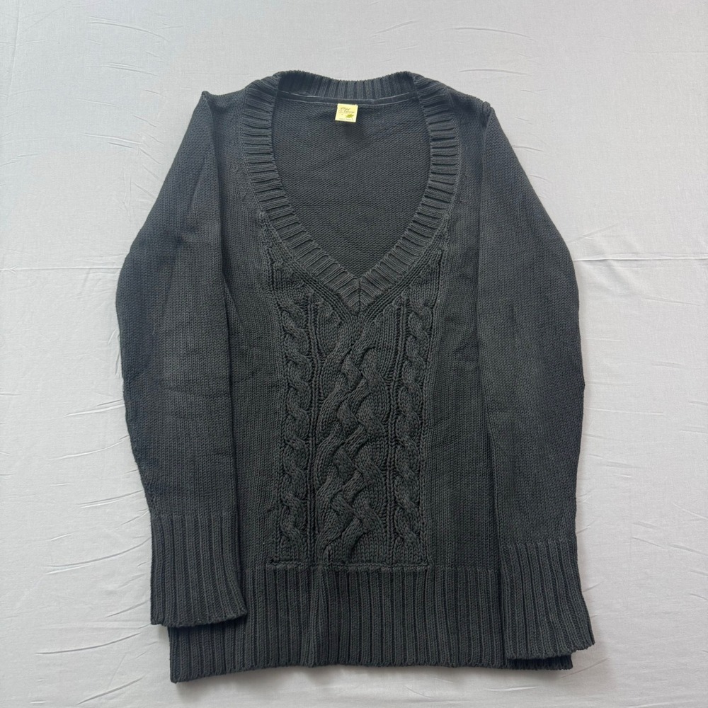 Old Navy Maternity Cable Knit Sweater Black V-Neck Long Sleeve Small